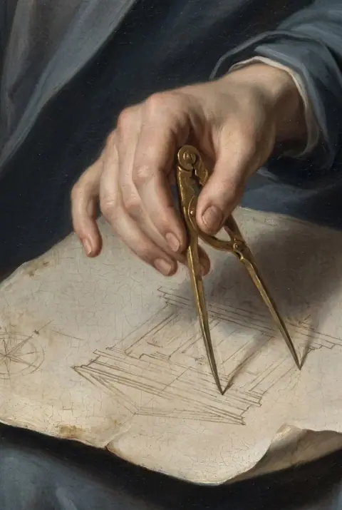Architectural drafting with a compass — structure.